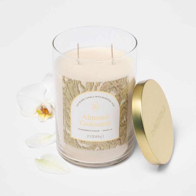 slide 3 of 3, 2 Wick 21.5oz Lidded Jar Candle Almond Croissant - Threshold™, 21.5 oz