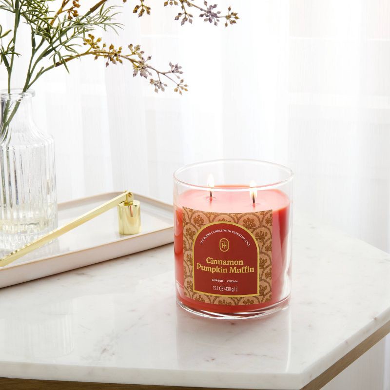slide 2 of 3, 2 Wick 15.1oz Lidded Jar Candle Cinnamon Pumpkin Muffin - Threshold™, 15.1 oz