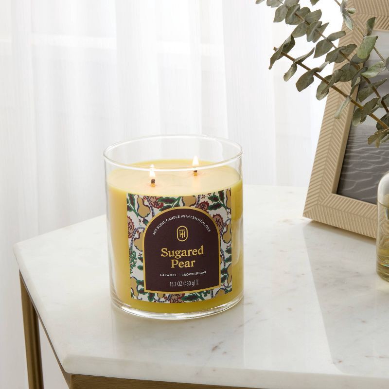 slide 2 of 3, 2 Wick 15.1oz Lidded Jar Candle Sugared Pear - Threshold™, 15.1 oz