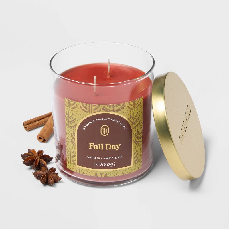 slide 3 of 3, 2 Wick 15.1oz Lidded Jar Candle Fall Day - Threshold™, 15.1 oz