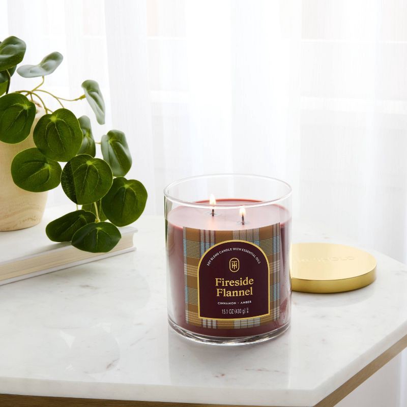 slide 2 of 3, 2 Wick 15.1oz Lidded Jar Candle Fireside Flannel - Threshold™, 15.1 oz