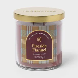2 Wick 15.1oz Lidded Jar Candle Fireside Flannel - Threshold™