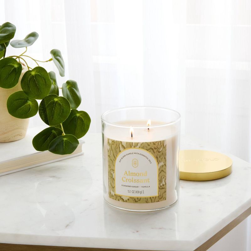 slide 2 of 3, 2 Wick 15.1oz Lidded Jar Candle Almond Croissant - Threshold™, 15.1 oz