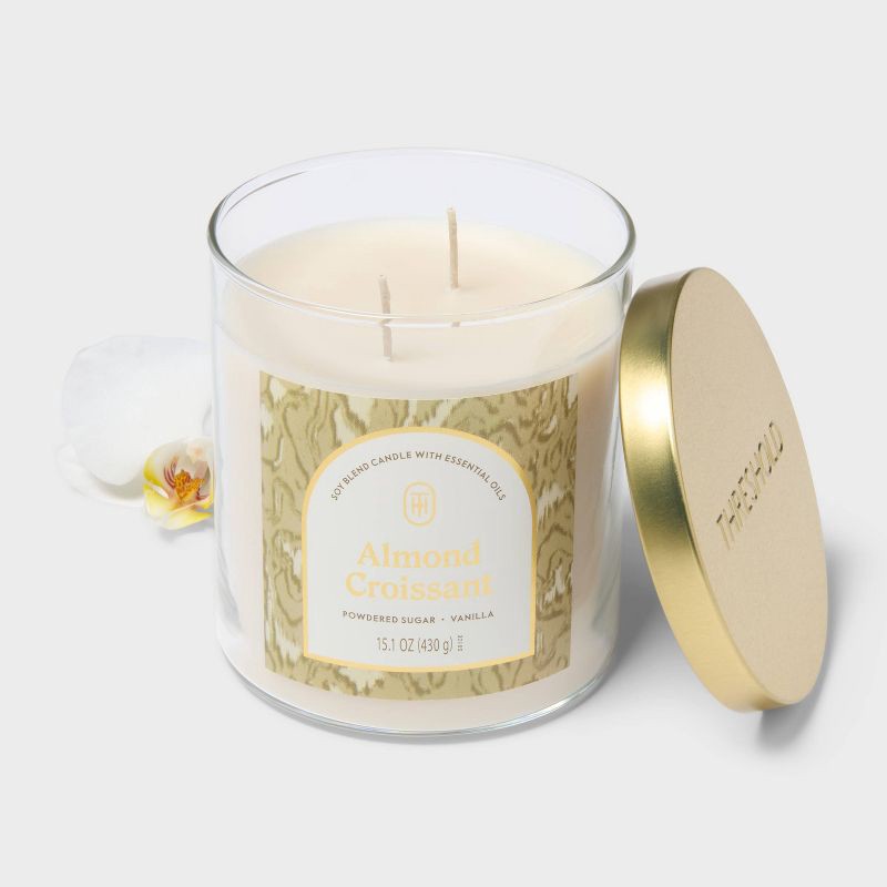 slide 3 of 3, 2 Wick 15.1oz Lidded Jar Candle Almond Croissant - Threshold™, 15.1 oz