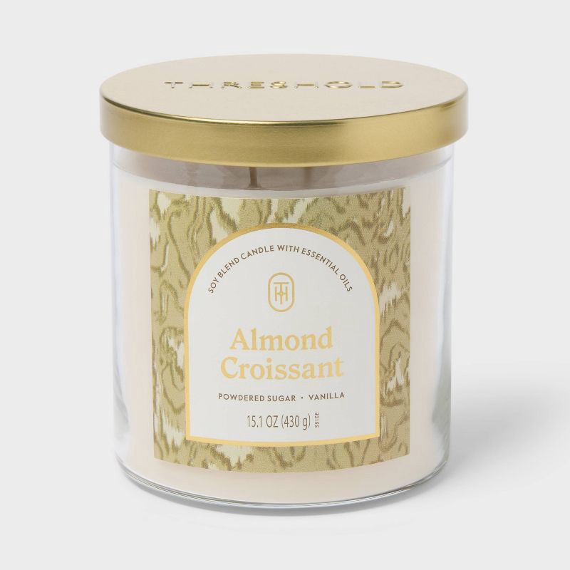 slide 1 of 3, 2 Wick 15.1oz Lidded Jar Candle Almond Croissant - Threshold™, 15.1 oz