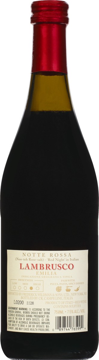 slide 10 of 11, Notte Rossa Lambrusco Italian Red Wine, 750 ml