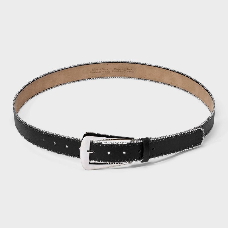 slide 2 of 3, Shot Bead Edge with Fashion Buckle Belt - Wild Fable™ Black XXL: Adjustable Belt, Solid Pattern, 1 ct