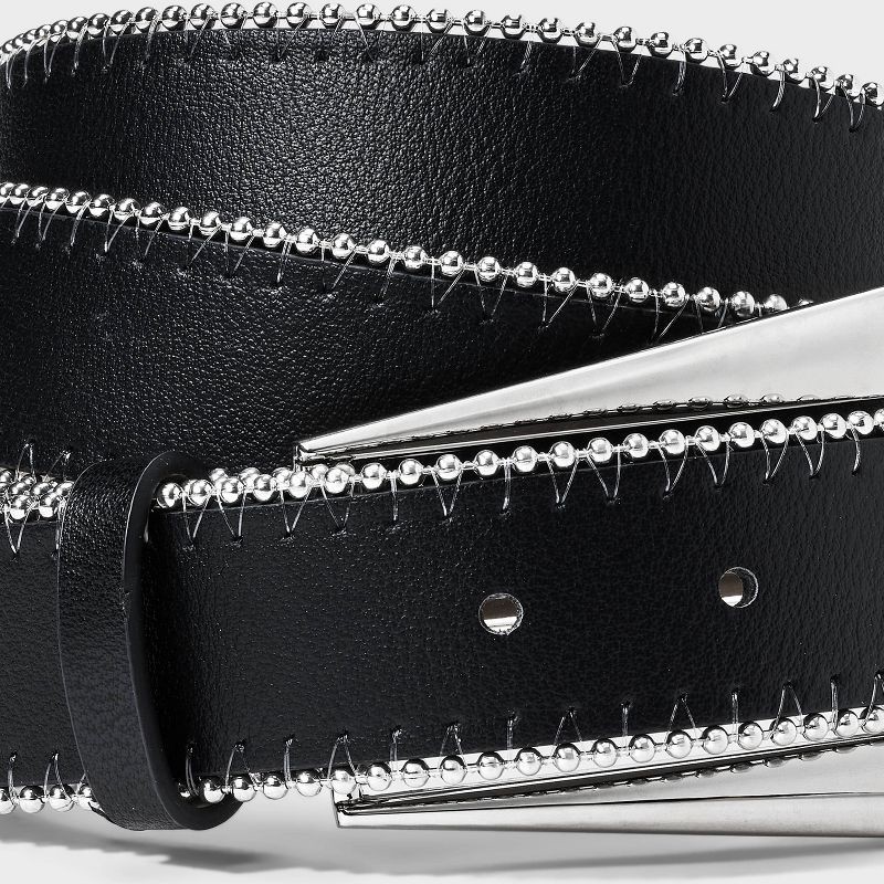 slide 3 of 3, Shot Bead Edge with Fashion Buckle Belt - Wild Fable™ Black XXL: Adjustable Belt, Solid Pattern, 1 ct