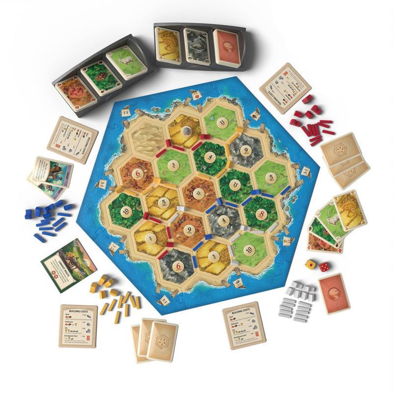 slide 3 of 5, Asmodee CATAN 6E Refresh Board Game: Strategy & Social Skills, 1 Hour Play, 3-4 Players, Includes Cards & Dice, 1 ct