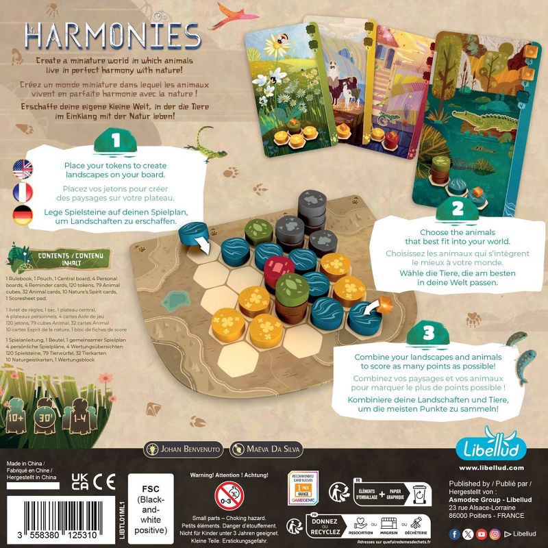 slide 3 of 4, Asmodee Harmonies Board Game: Educational, Patterns, 30-Min Play, 1-4 Players, Cards & Wooden Pieces Included, 1 ct