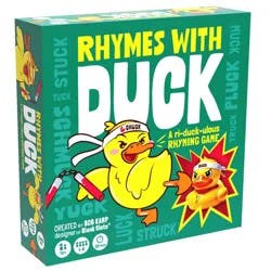 Asmodee Rhymes with Duck Card Game: Language Skills Educational Party Game, 4-8 Players, Includes Cards & Markers