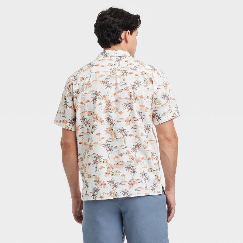 slide 2 of 3, Men's Short Sleeve Camp Shirt - Goodfellow & Co™ Off-White M, 1 ct