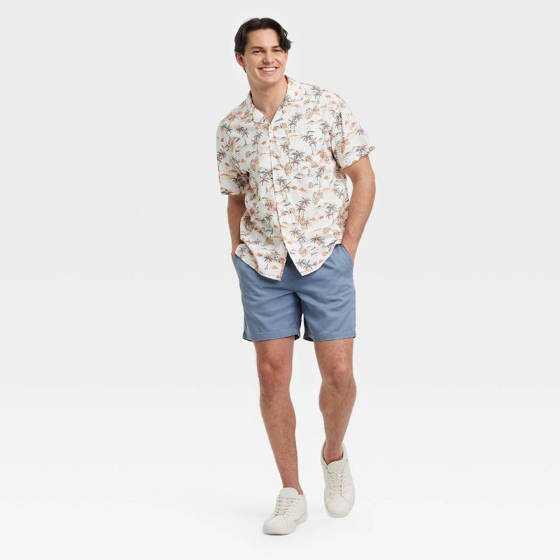slide 3 of 3, Men's Short Sleeve Camp Shirt - Goodfellow & Co™ Off-White M, 1 ct