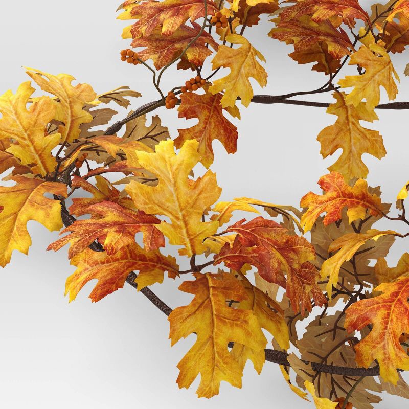 slide 3 of 3, Fall Oak Leaf Artificial Garland - Threshold™, 1 ct