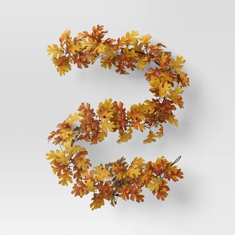 slide 1 of 3, Fall Oak Leaf Artificial Garland - Threshold™, 1 ct