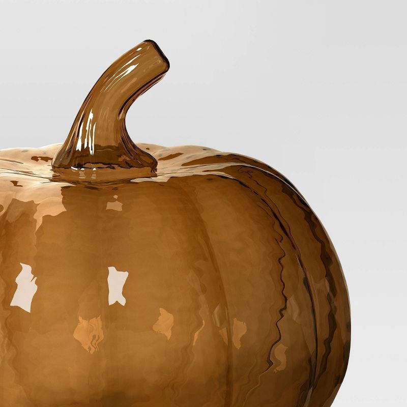 slide 3 of 4, Medium Glass Pumpkin Amber - Threshold™, 1 ct
