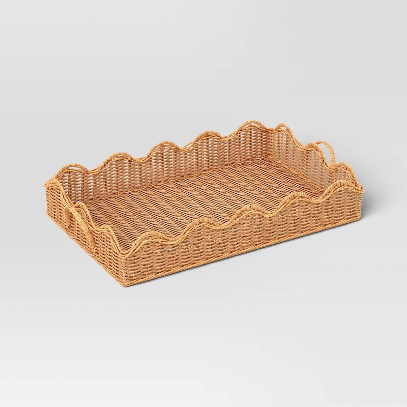 slide 4 of 4, Scallop Wicker Tray - Threshold™, 1 ct