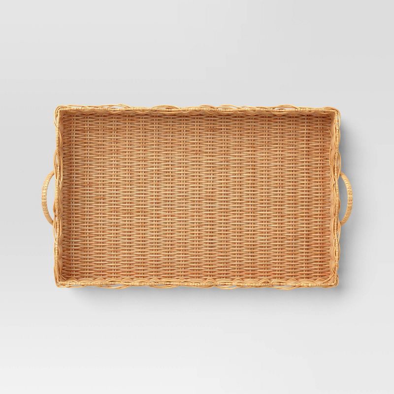 slide 2 of 4, Scallop Wicker Tray - Threshold™, 1 ct