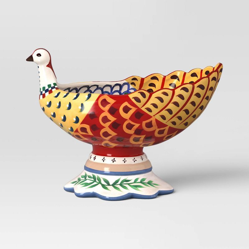 slide 1 of 5, Painted Ceramic Bird Statement Bowl - Threshold™, 1 ct