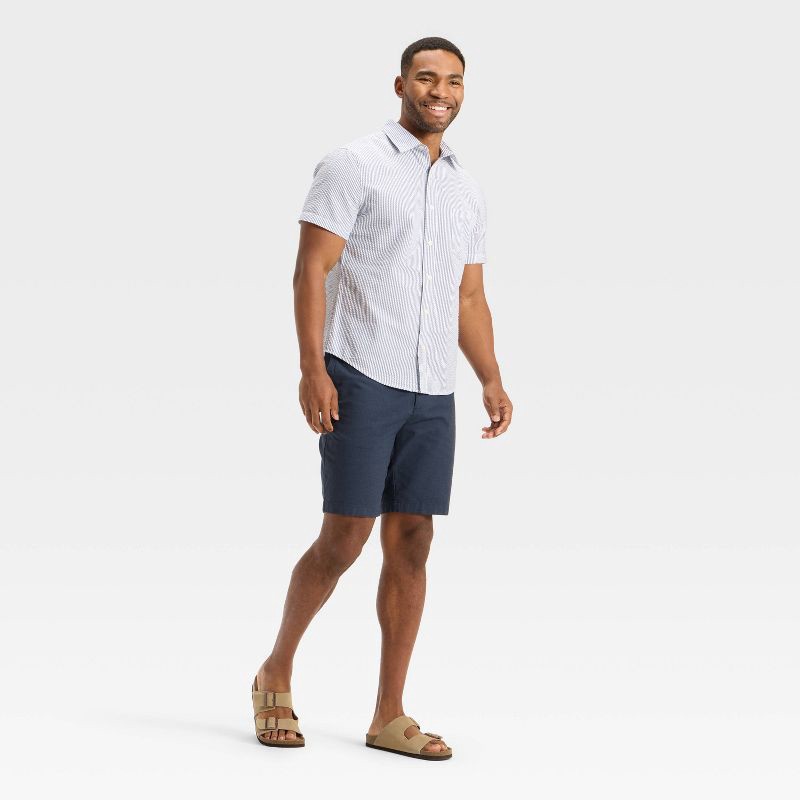 slide 3 of 3, Men's Short Sleeve Seersucker Shirt - Goodfellow & Co™ Blue S, 1 ct