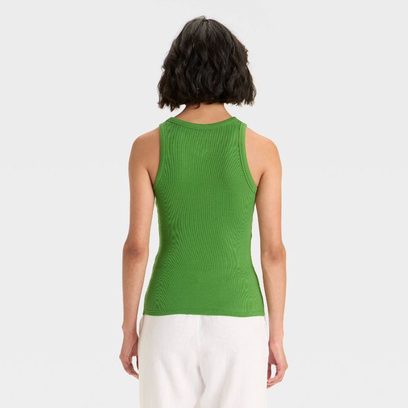 slide 2 of 3, Women's Slim Fit Ribbed Tank Top - A New Day™ Green M, 1 ct