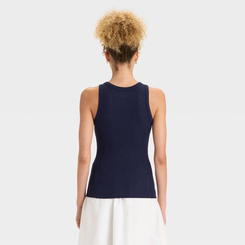slide 2 of 3, Women's Slim Fit Ribbed Tank Top - A New Day™ Navy/White XL, 1 ct