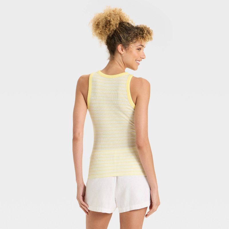 slide 2 of 3, Women's Slim Fit Ribbed Tank Top - A New Day™ Yellow Striped XL, 1 ct