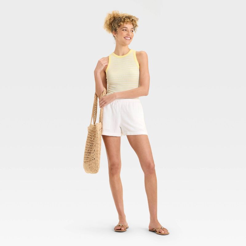 slide 3 of 3, Women's Slim Fit Ribbed Tank Top - A New Day™ Yellow Striped XL, 1 ct