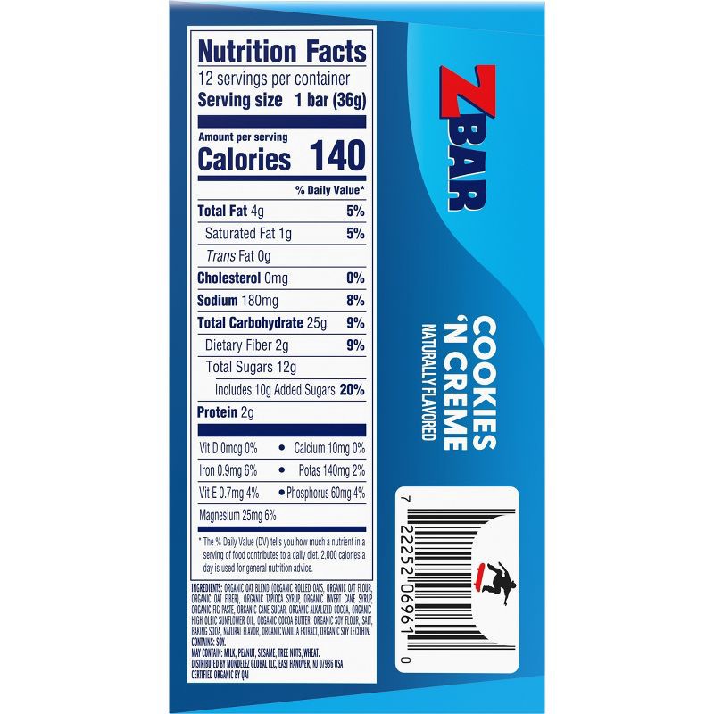 slide 11 of 13, Zbar Cookies N' Crème Organic Granola Bars - 15.24oz/12pk, 15.24 oz, 12 ct