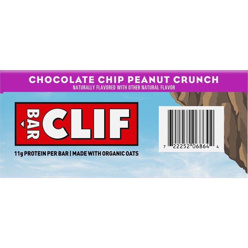 slide 12 of 12, CLIF Bar Chocolate Chip Peanut Crunch Granola Plant-Based Soy Protein Bars Made with Organic Oats - 11g Protein - 12oz/5ct, 11 gram, 12 oz, 5 ct