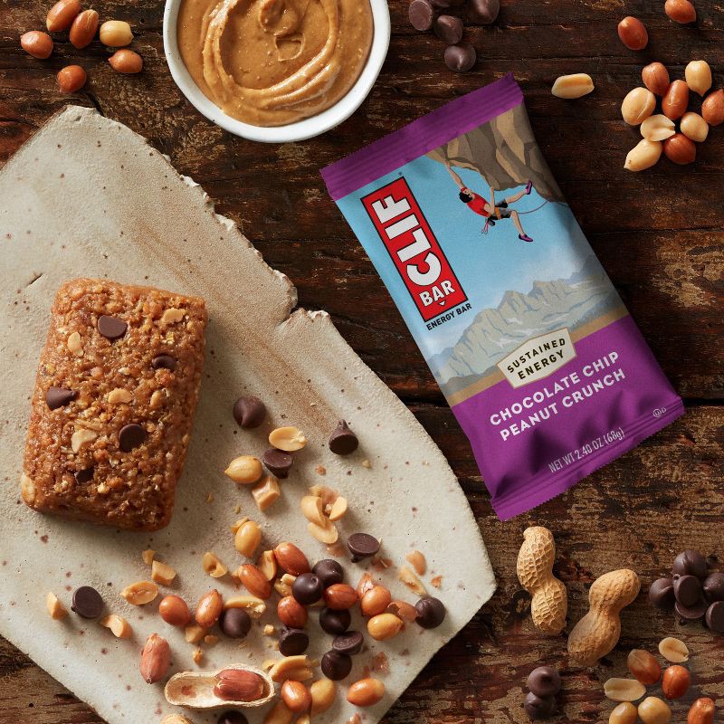 slide 4 of 12, CLIF Bar Chocolate Chip Peanut Crunch Granola Plant-Based Soy Protein Bars Made with Organic Oats - 11g Protein - 12oz/5ct, 11 gram, 12 oz, 5 ct