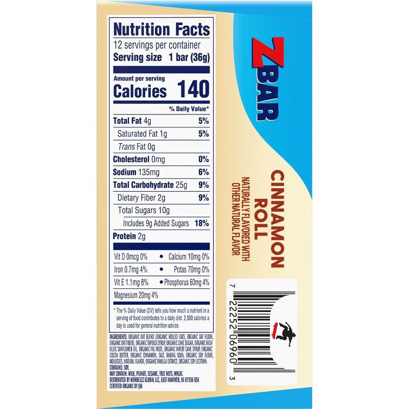 slide 10 of 11, CLIF KID ZBAR Cinnamon Roll Granola Bar Organic - 15.24oz/12pk, 15.24 oz, 12 ct