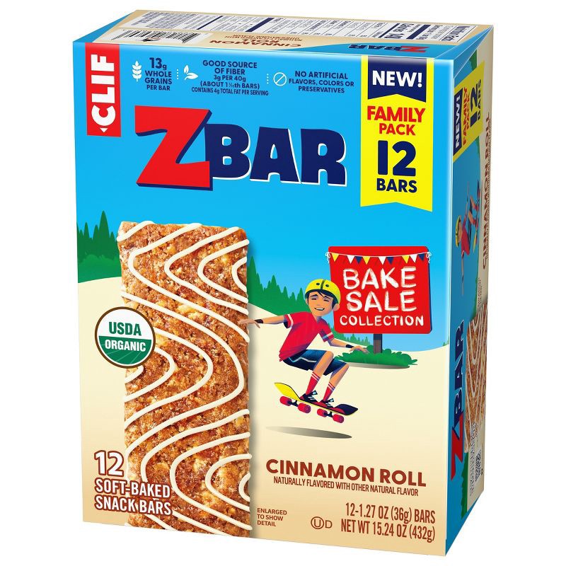 slide 6 of 11, CLIF KID ZBAR Cinnamon Roll Granola Bar Organic - 15.24oz/12pk, 15.24 oz, 12 ct
