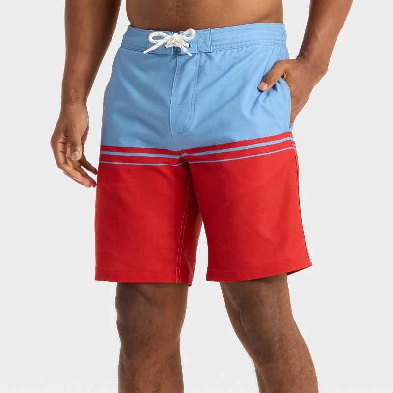 slide 1 of 3, Men's 7" Colorblock Swim Shorts - Goodfellow & Co™ Red XL, 1 ct