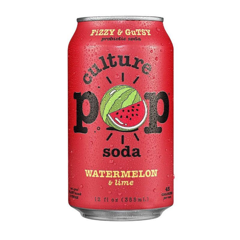 slide 1 of 4, Culture Pop Watermelon Soda - 12 fl oz Can, 12 fl oz