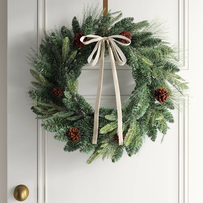 slide 2 of 3, 4ct Christmas Fabric Bows Ivory Faux Velvet - Wondershop™, 4 ct