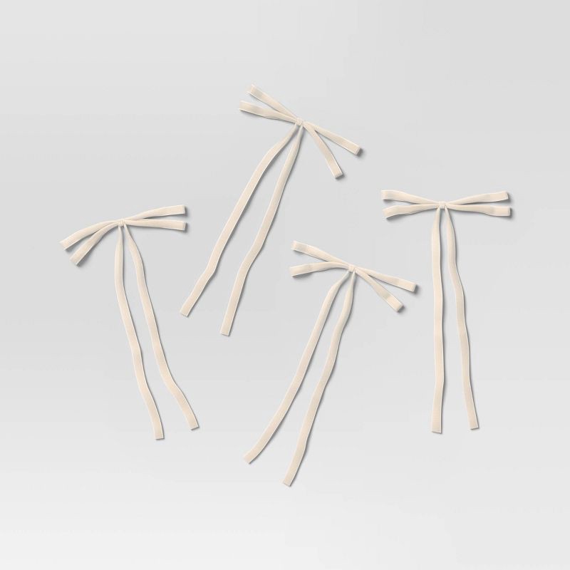 slide 1 of 3, 4ct Christmas Fabric Bows Ivory Faux Velvet - Wondershop™, 4 ct