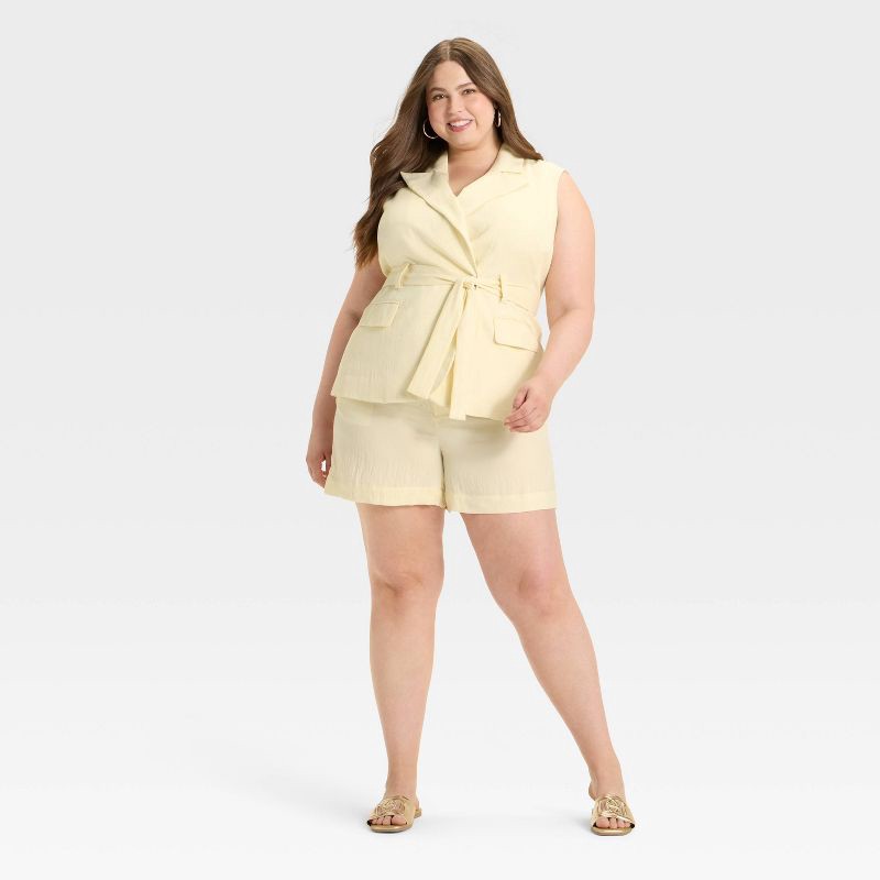 slide 3 of 3, Women's Tie-Front Long Line Vest - A New Day™ Cream XXL, 1 ct