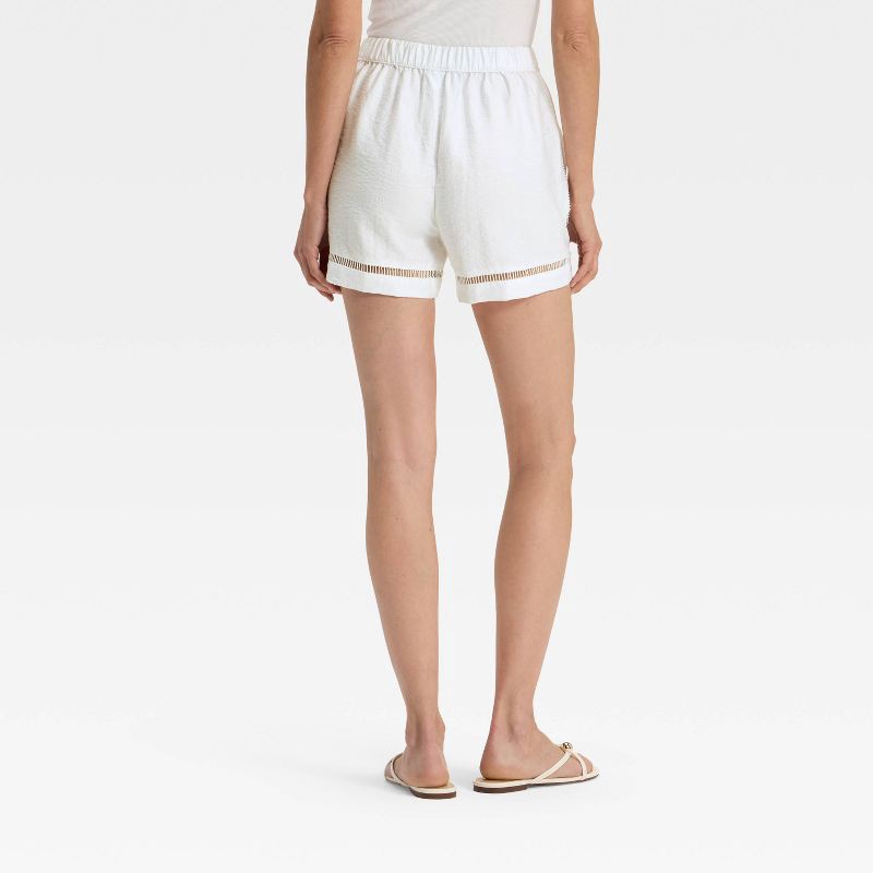 slide 2 of 3, Women's High-Rise Ladder Trim Shorts - A New Day™ White XS, 1 ct