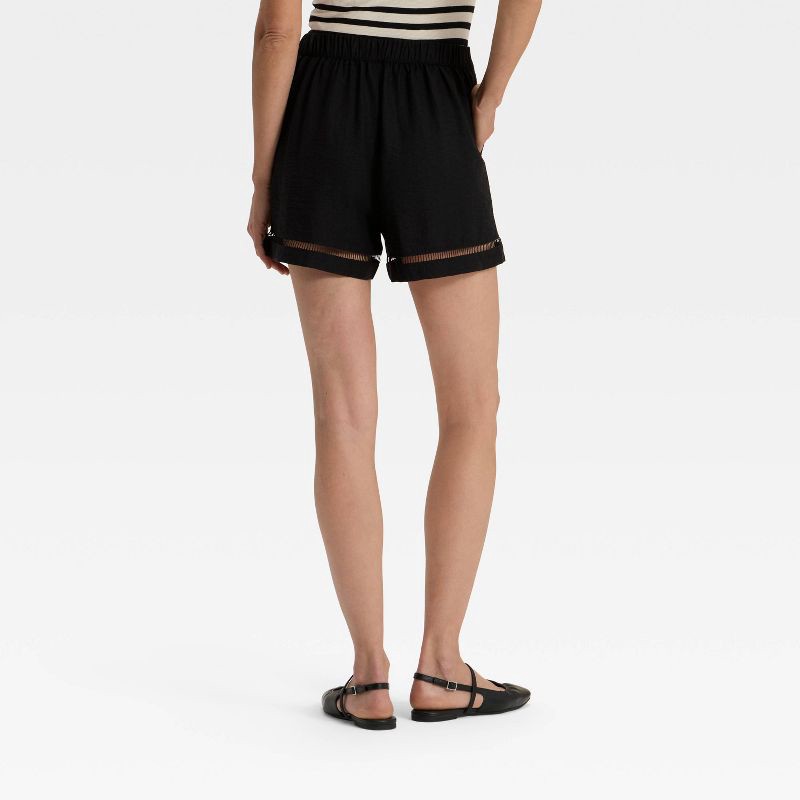 slide 2 of 3, Women's High-Rise Ladder Trim Shorts - A New Day™ Black S, 1 ct