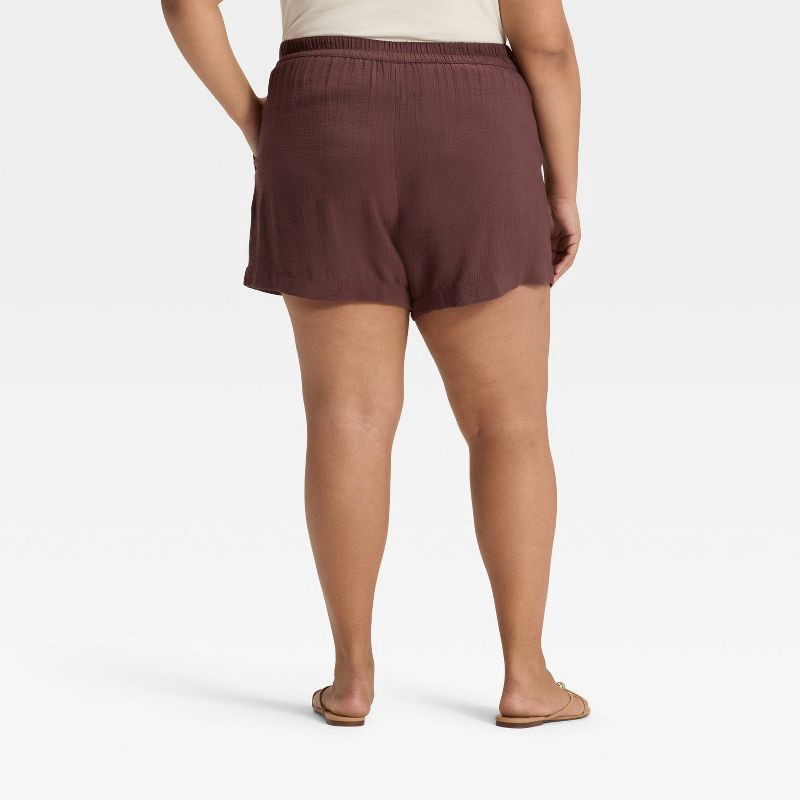 slide 2 of 3, Women's High-Rise Modern Gauze Shorts - A New Day™ Brown XXL, 1 ct