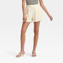 Women's High-Rise Modern Gauze Shorts - A New Day™ Cream S