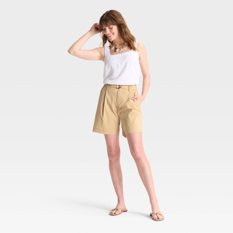 slide 3 of 3, Women's High-Rise Bermuda Chino Shorts - A New Day™ Tan 12, 1 ct