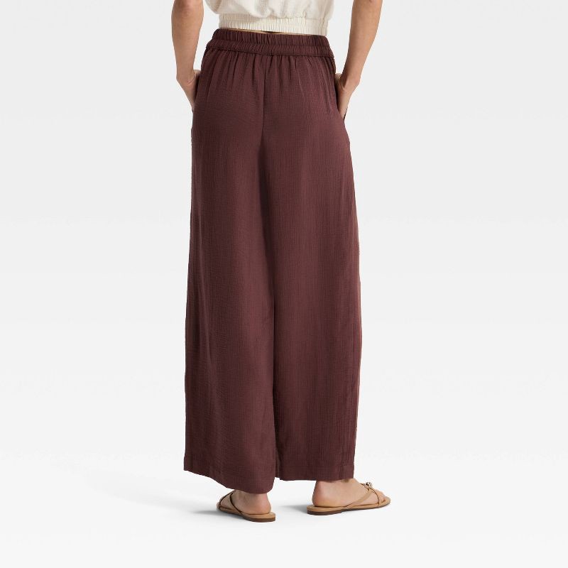 slide 2 of 3, Women's High-Rise Modern Gauze Pull-On Pants - A New Day™ Brown XL, 1 ct