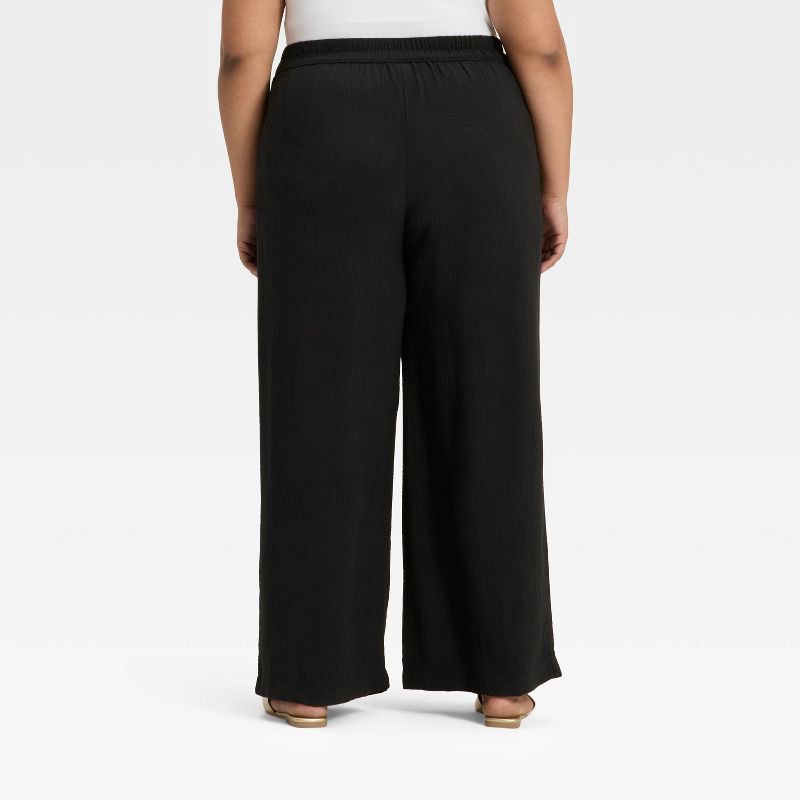 slide 2 of 3, Women's High-Rise Modern Gauze Pull-On Pants - A New Day™ Black XXL, 1 ct
