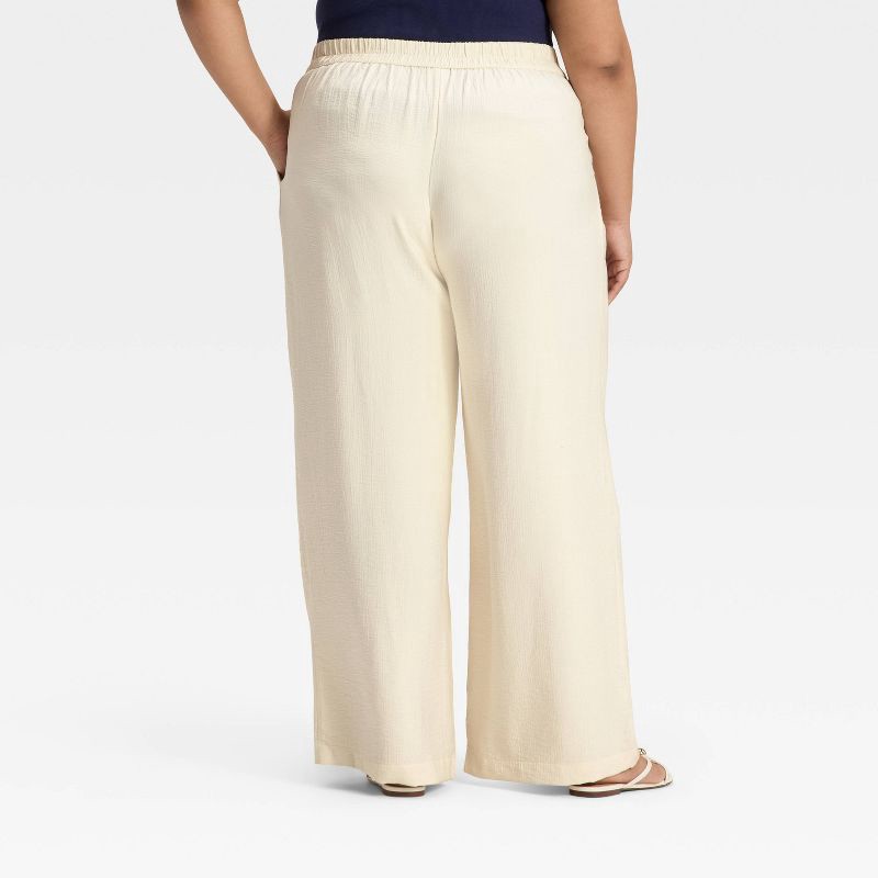 slide 2 of 3, Women's High-Rise Modern Gauze Pull-On Pants - A New Day™ Cream XL, 1 ct