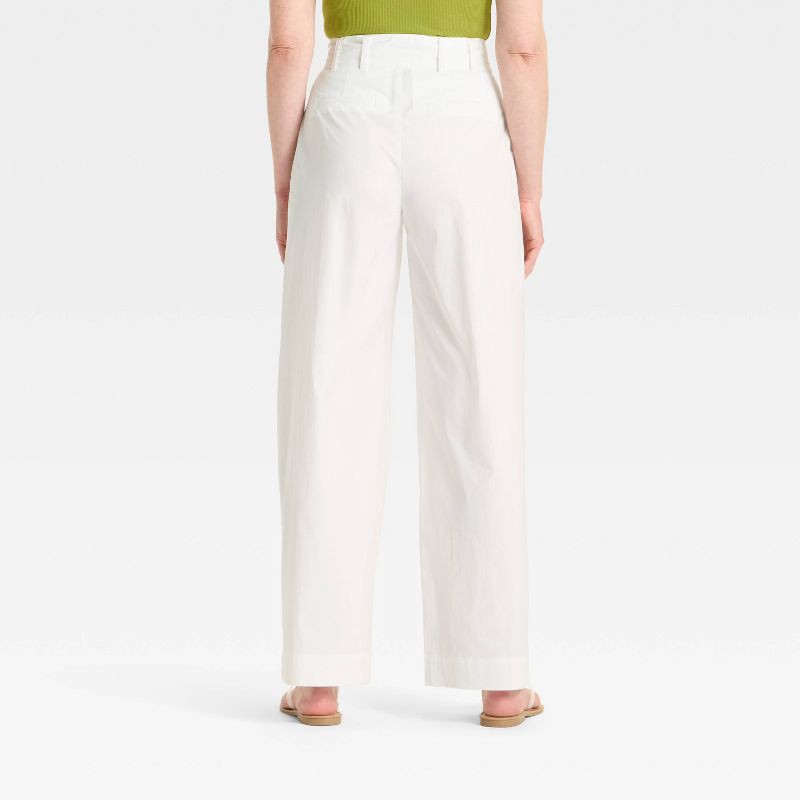 slide 2 of 3, Women's High-Rise Wide Leg Poplin Trousers - A New Day™ White 16, 1 ct