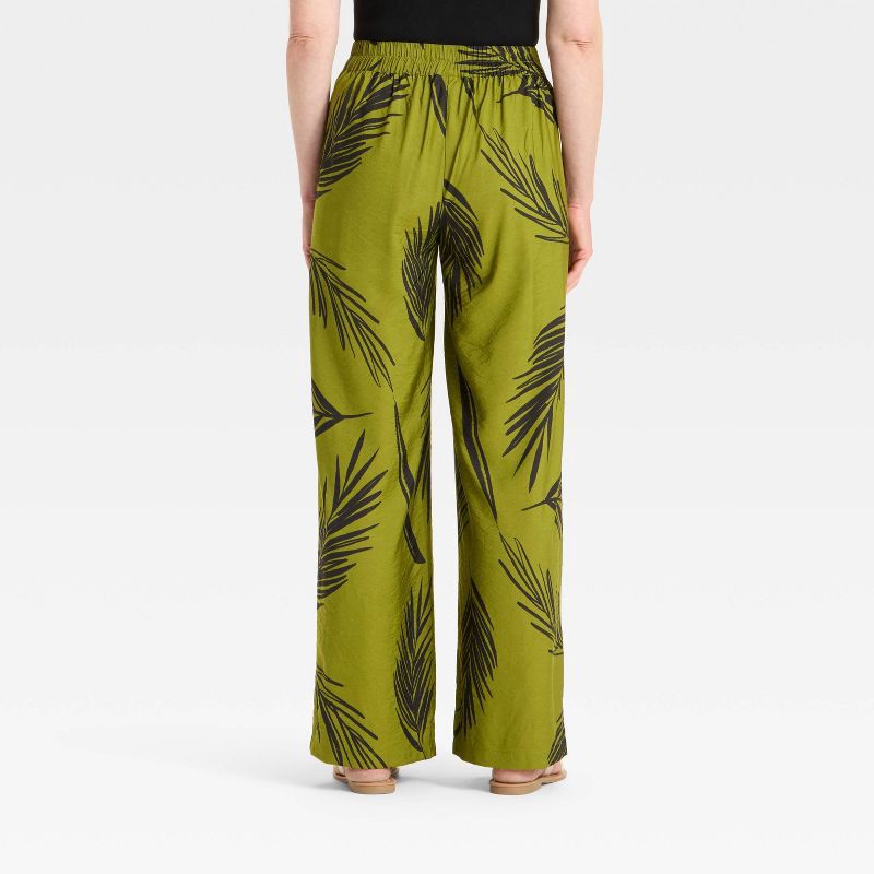 slide 2 of 3, Women's High-Rise Wide Leg Pants - A New Day™ Green/Black Print M, 1 ct