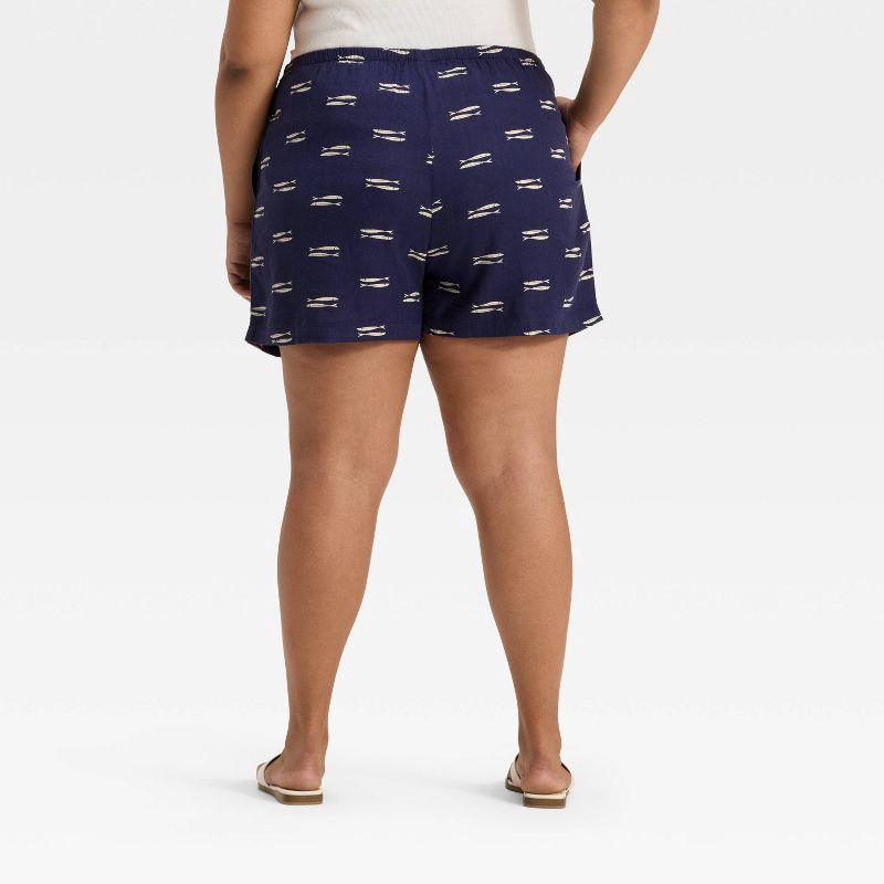 slide 2 of 3, Women's Mid-Rise Linen Pull-On Shorts - A New Day™ Blue/White XXL, 1 ct