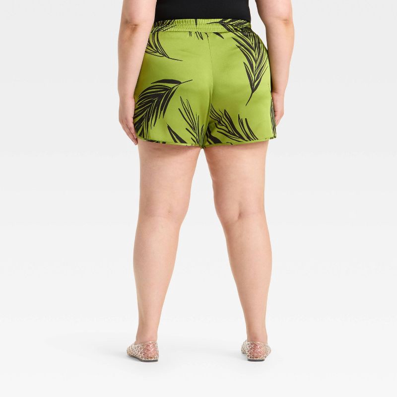slide 2 of 3, Women's High-Rise Satin Pull-On Shorts - A New Day™ Green/Black XXL, 1 ct